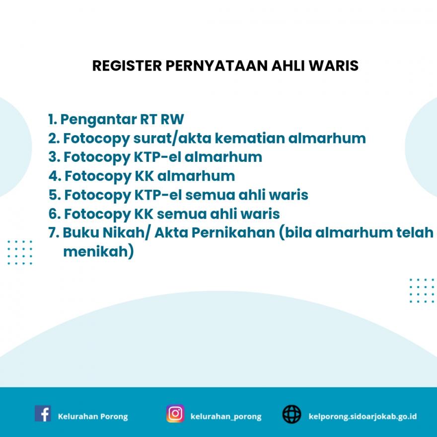 REGISTER PERNYATAAN AHLI WARIS